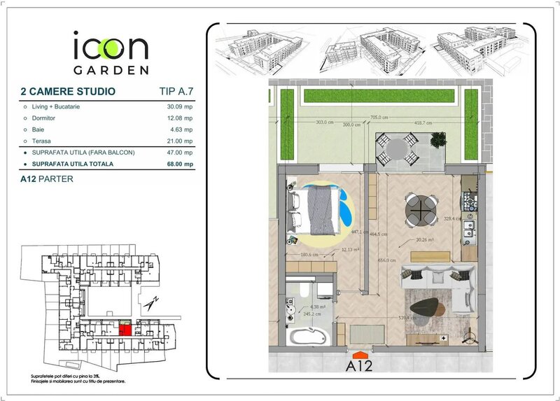 Mosilor, apartament 2 camere, ICON Garden, finalizat.